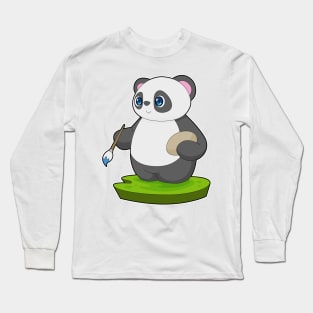 Panda Painting Paint brush Long Sleeve T-Shirt